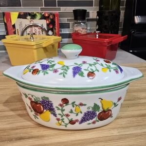 Cook Street Butter Boat 3pc Porcelain Fruit Design Cottage Country‎ Farmhouse